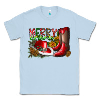 Dusty Blue cowboy merry christmas Classic Tee - CowhideDigitalArt