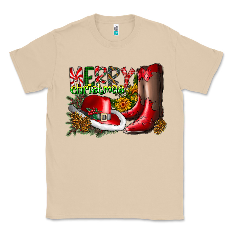 Cowboy Merry Christmas Classic Tee by CowhideDigitalArt | Teevron