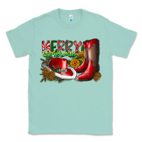 Seafoam cowboy merry christmas Classic Tee - CowhideDigitalArt