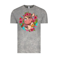 Cloud Rock cute cow pink flowers and leopard pattern Vintage Tee - NancyCooperArtShop