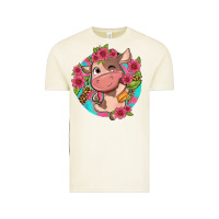 Vintage Arctic cute cow pink flowers and leopard pattern Vintage Tee - NancyCooperArtShop