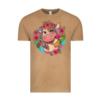 Vintage Camel cute cow pink flowers and leopard pattern Vintage Tee - NancyCooperArtShop