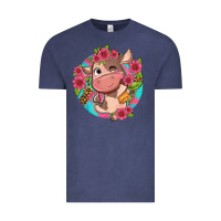 Vintage Denim cute cow pink flowers and leopard pattern Vintage Tee - NancyCooperArtShop
