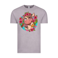 Vintage Zinc cute cow pink flowers and leopard pattern Vintage Tee - NancyCooperArtShop