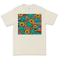 Western Gemstone Sunflowers Serape Cowhide Glitter Wooden Premium Tee | Teevron