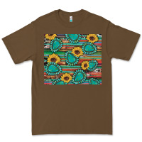 Cacao western gemstone sunflowers serape cowhide glitter wooden Premium Tee - Artiststas