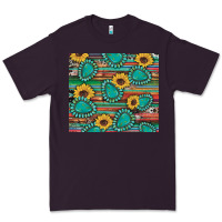 Plum western gemstone sunflowers serape cowhide glitter wooden Premium Tee - Artiststas