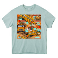 Arona fall school bus seamless pattern Heavy Core Tee - BundleAndBundleShop