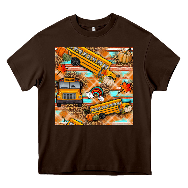 Fall School Bus Seamless Pattern Heavy Core Tee by BundleAndBundleShop | Teevron