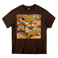 Chocolate Brown fall school bus seamless pattern Heavy Core Tee - BundleAndBundleShop