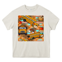 Cream fall school bus seamless pattern Heavy Core Tee - BundleAndBundleShop