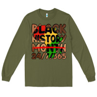 Army Green black history month Long Sleeve Tee - LillyAllenDesigns