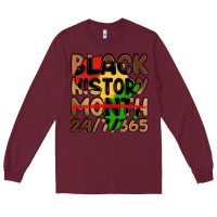 Burgundy black history month Long Sleeve Tee - LillyAllenDesigns