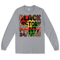 Heather Grey black history month Long Sleeve Tee - LillyAllenDesigns
