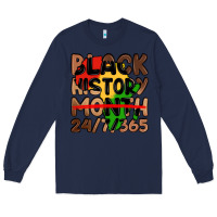 Navy black history month Long Sleeve Tee - LillyAllenDesigns