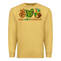Antique Gold Peace Love St. Patrick's Day Premium Sweatshirt - HowdyJamesFarm