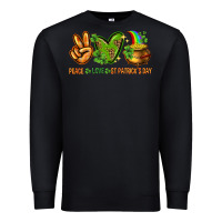 Black Peace Love St. Patrick's Day Premium Sweatshirt - HowdyJamesFarm
