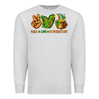 Dove Grey Peace Love St. Patrick's Day Premium Sweatshirt - HowdyJamesFarm