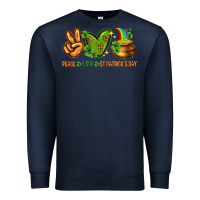 Navy Peace Love St. Patrick's Day Premium Sweatshirt - HowdyJamesFarm