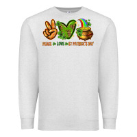 Oatmeal Heather Peace Love St. Patrick's Day Premium Sweatshirt - HowdyJamesFarm