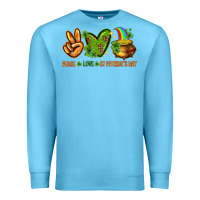 Ocean Blue Peace Love St. Patrick's Day Premium Sweatshirt - HowdyJamesFarm