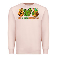 Pale Pink Peace Love St. Patrick's Day Premium Sweatshirt - HowdyJamesFarm