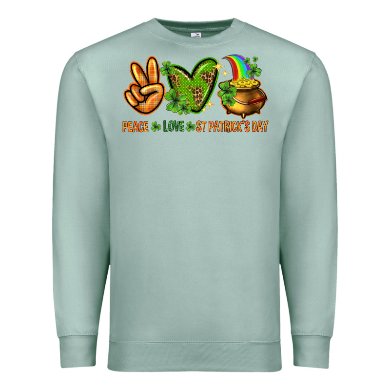 Peace Love St. Patrick's Day Premium Sweatshirt by HowdyJamesFarm | Teevron