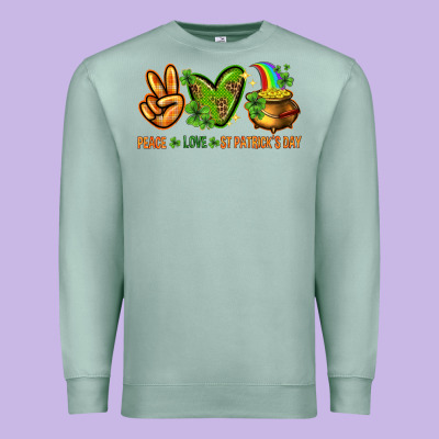 Peace Love St. Patrick's Day Premium Sweatshirt Designed By Howdyjamesfarm