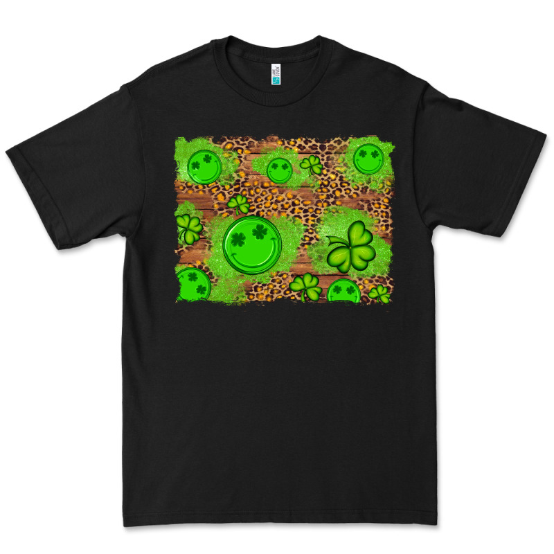 Shamrock Glitter Leopard And Wood Background Premium Tee by Artiststas | Teevron