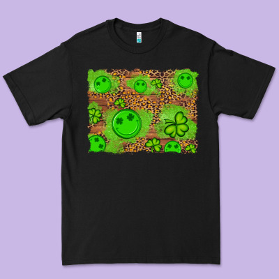 Shamrock Glitter Leopard And Wood Background Premium Tee Designed By Artiststas