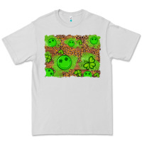 Dove Grey shamrock glitter leopard and wood background Premium Tee - Artiststas