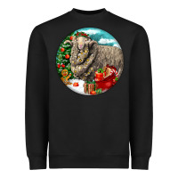 Black christmas merino wool sheep Heavyweight Sweatshirt - LillyAllenDesigns