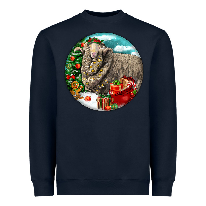 Christmas Merino Wool Sheep Heavyweight Sweatshirt by LillyAllenDesigns | Teevron