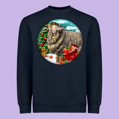Christmas Merino Wool Sheep Heavyweight Sweatshirt Designed By Lillyallendesigns