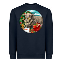 Navy christmas merino wool sheep Heavyweight Sweatshirt - LillyAllenDesigns