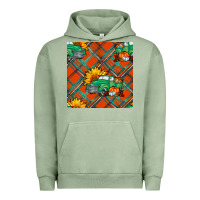 Pigment Oil Green fall truck seamless pattern Urban Hoodie - BundleAndBundleShop