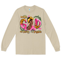 Mushroom with god all things are possible black woman Long Sleeve Tee - LillyAllenDesigns