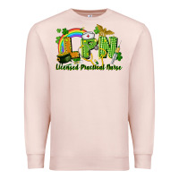 Pale Pink LPN Licensed Practical Nurse St. Patrick's Day Premium Sweatshirt - CowGirlArtShop