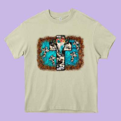 Bull Skull Cross Backgraund Heavy Core Tee Designed By Jahusdesignshop