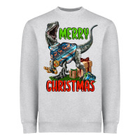 Heather Grey merry christmas velociraptor Heavyweight Sweatshirt - LillyAllenDesigns