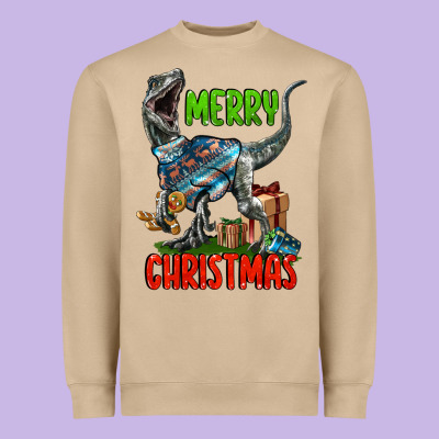 Merry Christmas Velociraptor Heavyweight Sweatshirt Designed By Lillyallendesigns