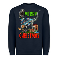 Navy merry christmas velociraptor Heavyweight Sweatshirt - LillyAllenDesigns
