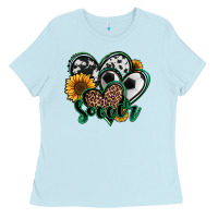 Baby Blue soccer hearts Ladies Tee - Jasminsmagicworld