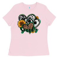 Bubblegum Pink soccer hearts Ladies Tee - Jasminsmagicworld