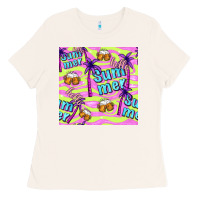 Bone hello summer and beer seamless pattern Ladies Tee - BundleAndBundleShop