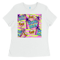 White hello summer and beer seamless pattern Ladies Tee - BundleAndBundleShop
