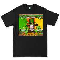 Black saint patricks cow and hat with sunflower and shamrock Premium Tee - Artiststas