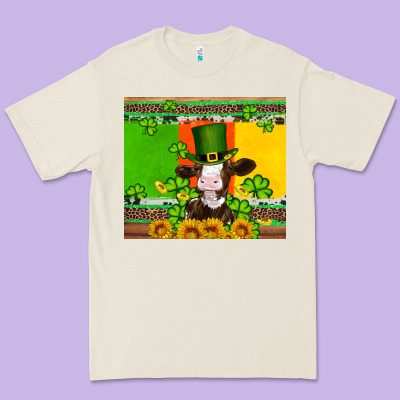Saint Patricks Cow And Hat With Sunflower And Shamrock Premium Tee Designed By Artiststas