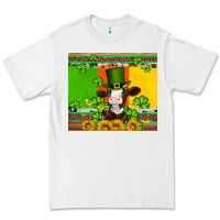 White saint patricks cow and hat with sunflower and shamrock Premium Tee - Artiststas