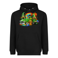 Black St. Patrick's Day truck with gnomies Heavyweight Hoodie - CowGirlArtShop